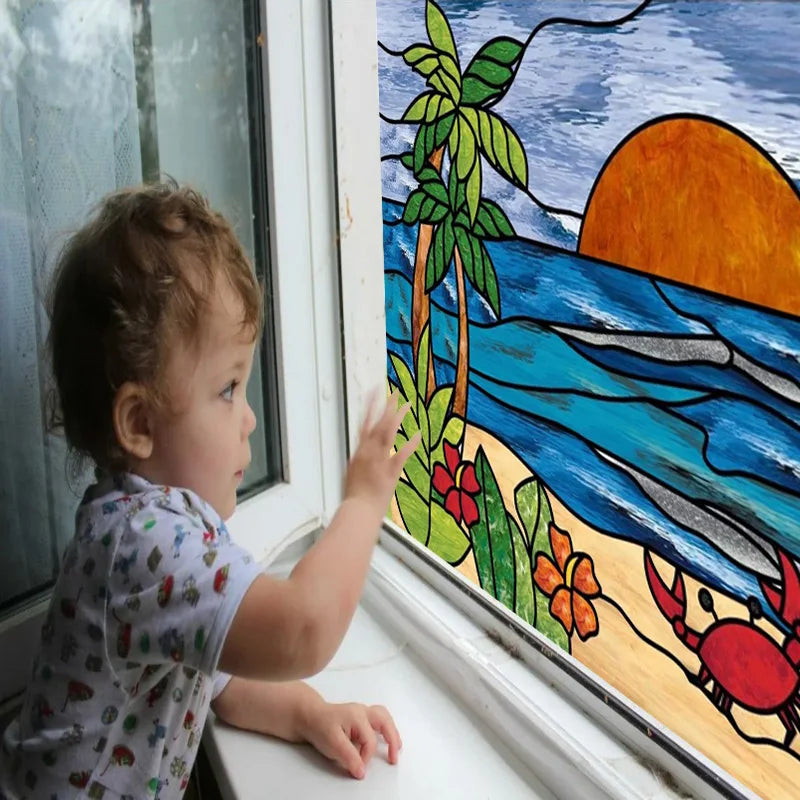 Window Film Frosted Stained Glass Films Static Cling Privacy Films Sun Moon Door Sticker Kitchen Bathroom Home Decor Customized