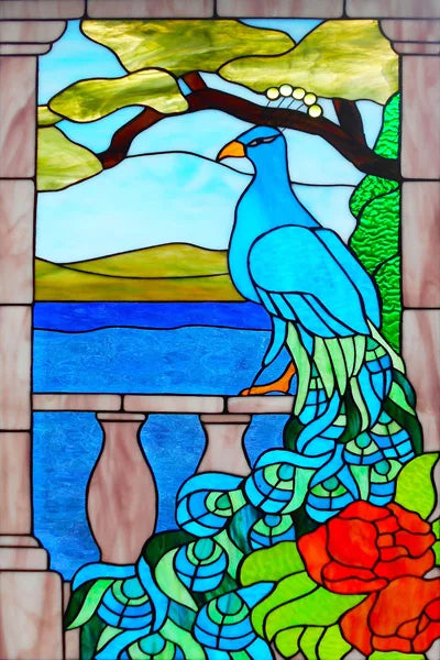 Window Film Stained Glass Stickers,Custom size Static Cling,Frosted Privacy Print Bird,Peacock,Heron,Owl,For Window Home Decor