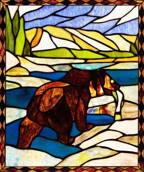 Stained Glass Window Film Frosted Glass Sticker Forest Customized Privacy Static Cling,Print Sticker,Bear,Office Home Decor