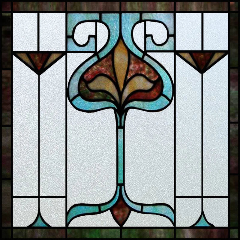 Custom Size Window Film, Stained Glass Sticker, Western Style, Privacy Frosted, Static Cling, Door, Office Home Decal