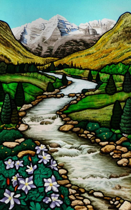 Custom Size Stained Glass Stickers,Static Cling,Frosted Privacy Print, Tree,Rivers for Window, Door, Home Decor