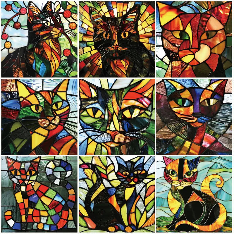 Custom size Window Film Stained Glass Films Frosted Privacy Static Cling cat Sticker Bathroom Skylight Decor