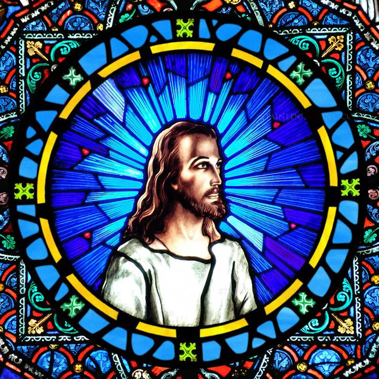 Custom Frosted Stained Glass Window Film,Static Cling Reusable,Jesus Christ Angels Virgin Mary Picture Decor Window Treatment