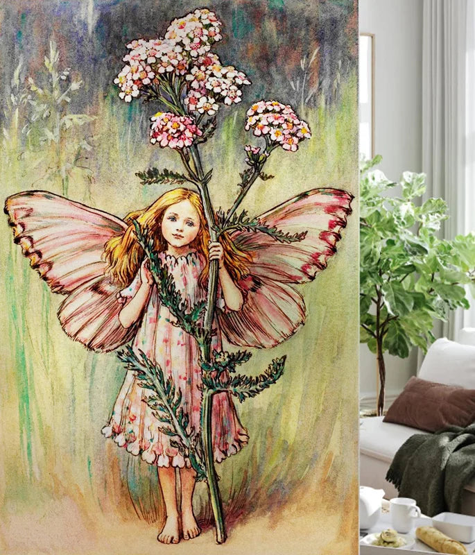 Custom Size Stained Glass Window Film, Flower Fairy Stickers, Static Cling for Kitchen, Bathroom, Bedroom, Door, Home Decor