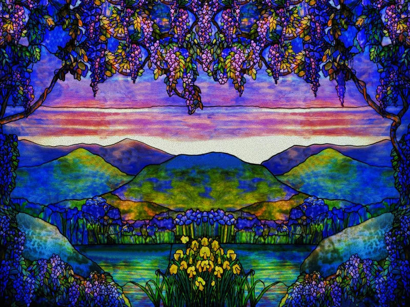 Stained Glass Window Film, Custom Size, Static Cling, Frosted,Flower, Bird, Tree Print for Transom, Glass, Home Decor