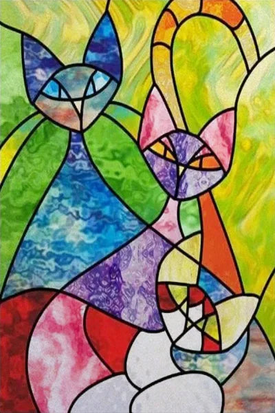 Window Film Stained Glass Stickers Static Cling,Frosted Privacy Custom size,Print Cat,Tiger,Deer,Bear For Window Door Home Dec