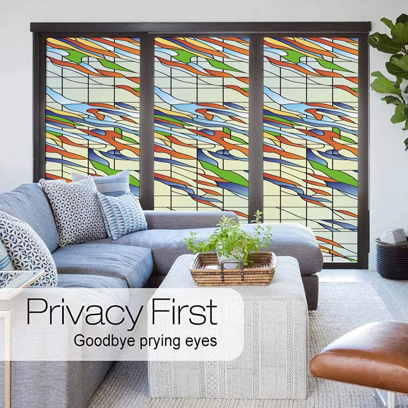 Custom Stained Glass Window Films,Frosted sticker,Privacy Static Cling Church Style For Bathroom Sliding door Home Office
