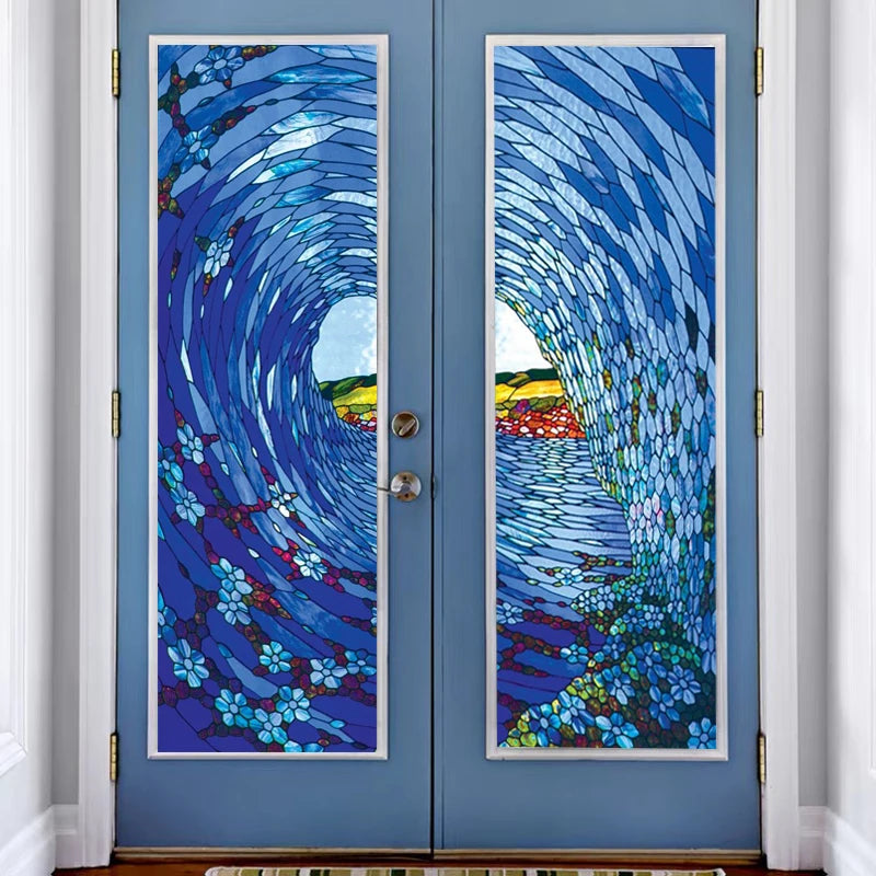 Custom size Stained Glass Window Film Retro Church Painted Mosaic Frosted Static Cling Art Colored Glass Films Sticker