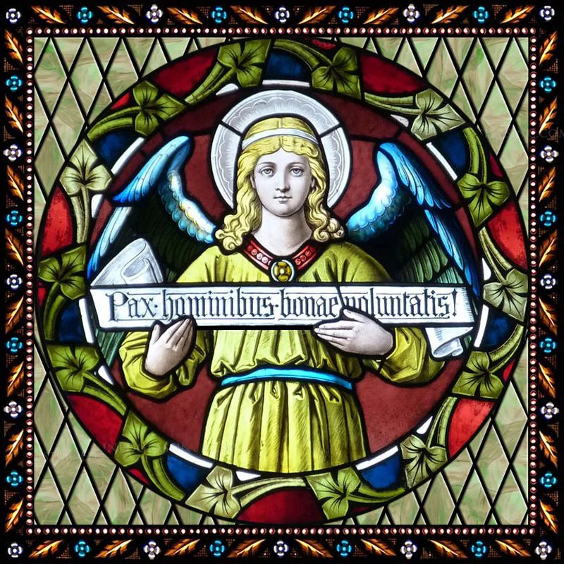 Custom Made Window Film Stained Glass Sticker,Angels Picture,Static Cling Frosted Privacy for House Worship Home Decor