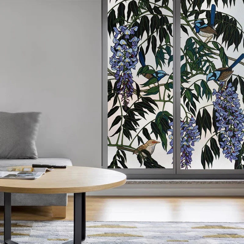 Stained Glass Film Window Sticker Static Cling  Remove Flower Rose Home Decoration for Windows,Custom designs welcom