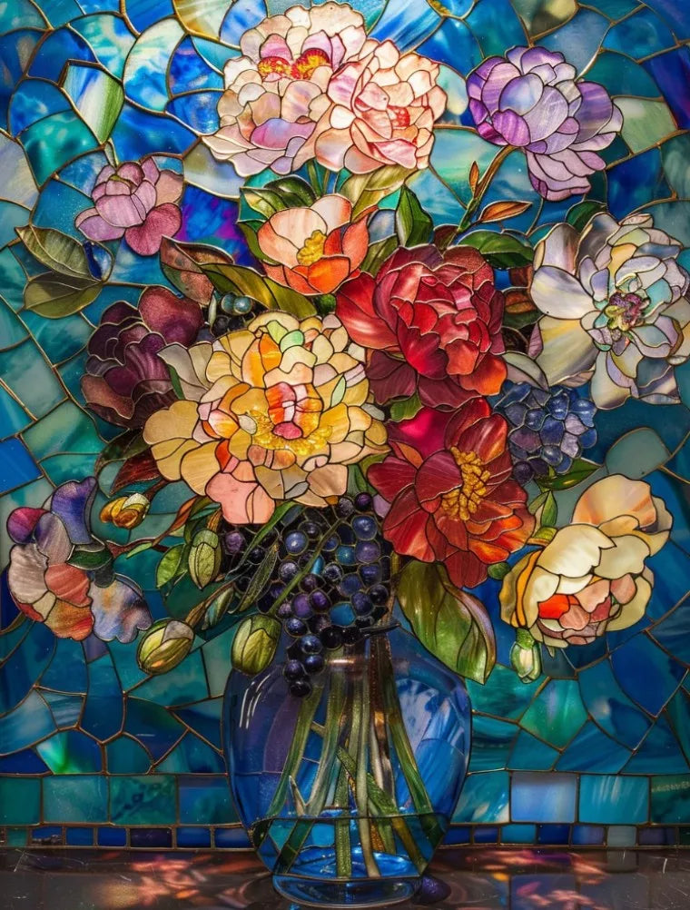 Stained Glass Window Film, Frosted Window Film, ,Privacy,No Glue, Static Cling, Home Decorative Flower