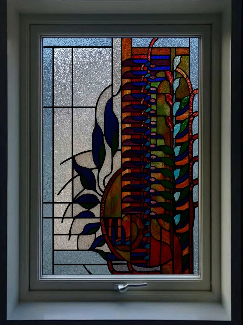 Frosted Stained Glass Window Film, 3D Matte, Transparent,Static Cling,Privacy, Door Sticker,Customized for Office, Home Decor