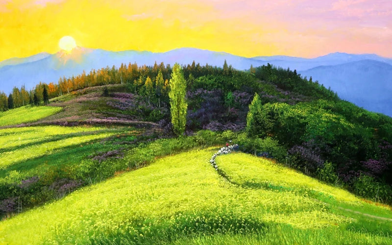 Window Film Stained Glass Stickers,Custom size Static Cling Frosted Privacy, Landscape,Tree Print For Transom Window Glass Home