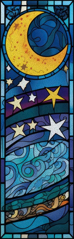 Frosted Stained Glass Window Film, Customized Static Cling,Privacy, Church Retro Sticker,Office, Home Decor,Sun and Moon