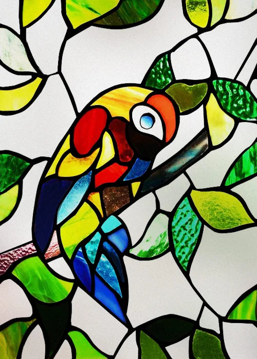 Stained Glass Window Film, Frosted Glass Sticker, Forest，Custom Size, Animals, Plants, Kids Room Door, Poster, Home Decor