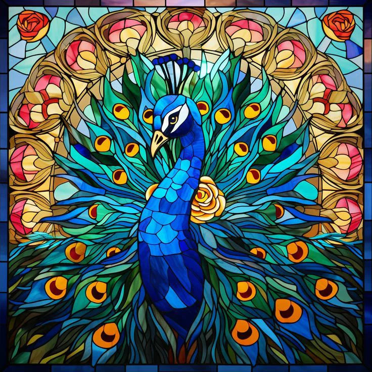 Custom size Window Film Stained Glass Films Frosted Privacy Static Cling Retro Bird Peacock Sticker Bathroom Skylight Decor