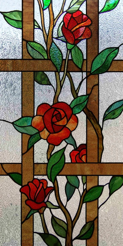 Custom Size Stained Glass Window Film Frosted Privacy Static Cling Retro Prairie Style Stickers Shower Kitchen Home Decor Flower