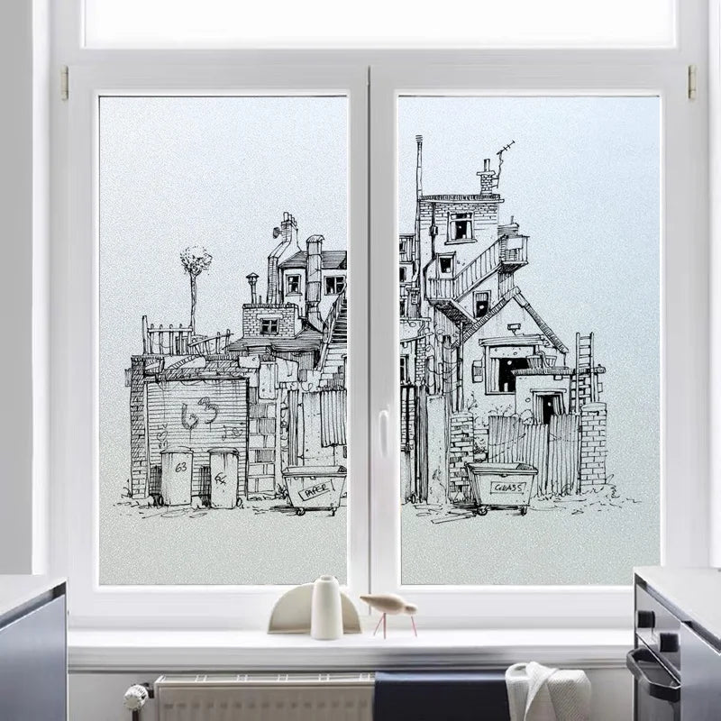 Window Film Frosted Stained Glass Films Static Cling Privacy Films Door Sticker Kitchen Office Home Decor Customized Build