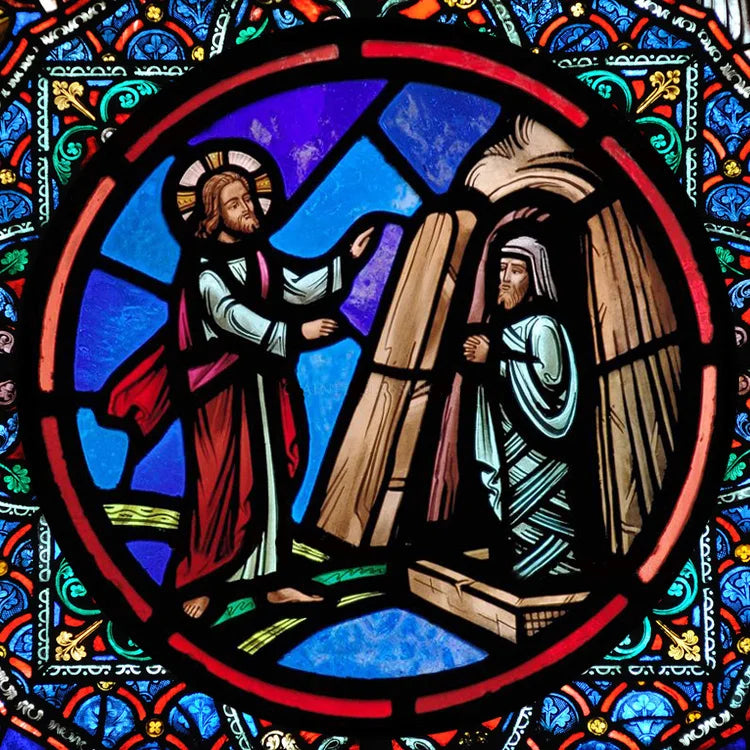 Custom Frosted Stained Glass Window Film,Static Cling Reusable,Jesus Christ Angels Virgin Mary Picture Decor Window Treatment