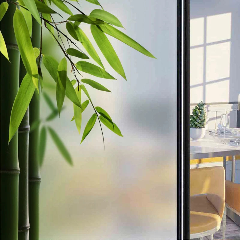 Frosted Stained Glass Window Film, Customized Decor Design, Leaf Static Cling Sticker,Home Decor Foil, Treatment