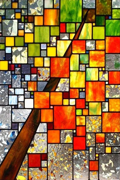 Frosted Stained Glass Window Film, Opaque  Privacy Static Cling , Home-Decor, Sun Catcher Rainbow Color, Window Covering