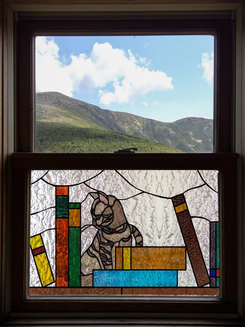Custom Size 3D Matte Window Film, Stained Glass Decor, UV Window Sticker, Privacy Frosted Static Cling, Book Pattern for Glass