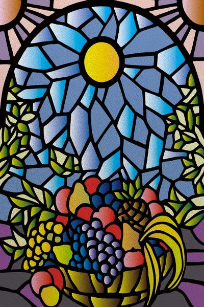 Custom Size Stained Glass Window Film Fruit Pattern Grape Mango Watermelon For Rectangular Shape Glass Office Door Home Decor
