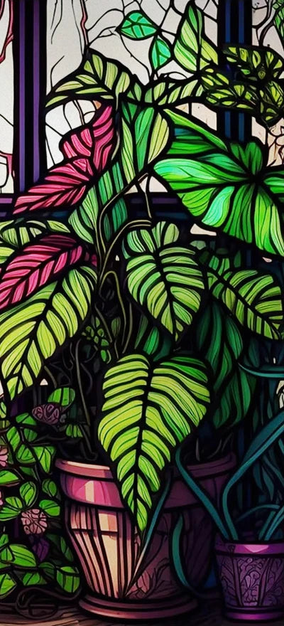 Frosted Stained Glass Window Film, Customized Art Decor Design, Flower Tree, Cat,Static Cling Sticker,Home Decor, Treatment