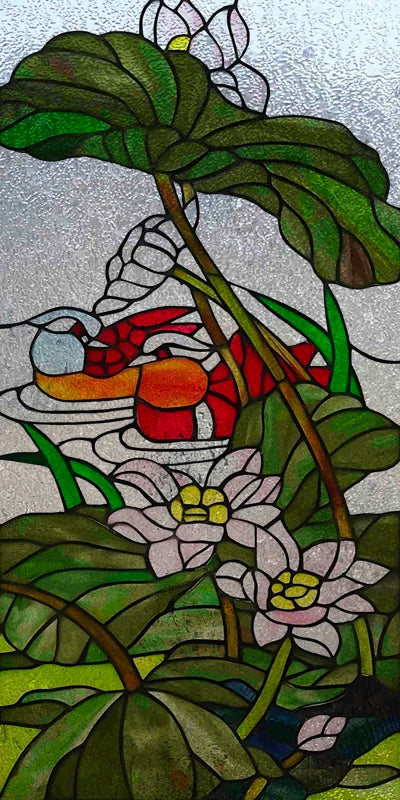 Custom Size 3D Matte Window Film, Stained Glass, Decorative UV Window Sticker, Privacy Frosted Static Cling, Home Decal,Peacock