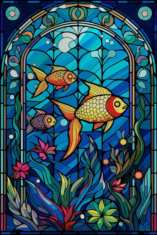Custom Size Window Stained Glass Films,Fish,Sea World Stickers For Bathroom Bedroom Door Office Home Decor