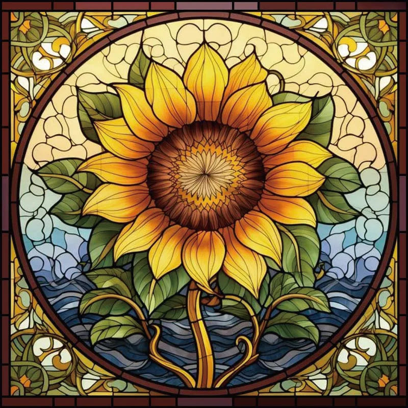 Custom size Window Film Stained Glass Films Frosted Privacy Static Cling Sunflower Sticker Bathroom Skylight Decor