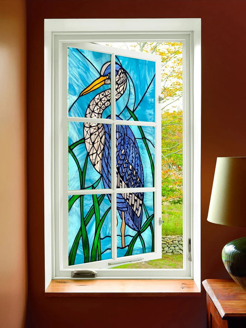 Window Film Frosted Stained Glass Films,Customized Privacy Static Cling,Retro Colorful Stickers For Shower Bathroom Skylight