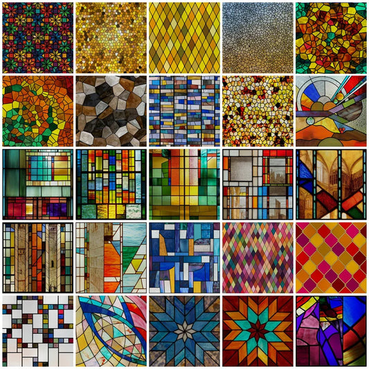 Stained Glass Window Film, Frosted Privacy Static Cling, Retro Stickers for Bathroom, Cabinet, Door, Home Decor, Skylight Covers