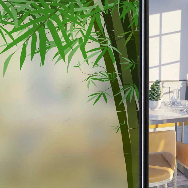 Frosted Stained Glass Window Film, Customized Decor Design, Leaf Static Cling Sticker,Home Decor Foil, Treatment