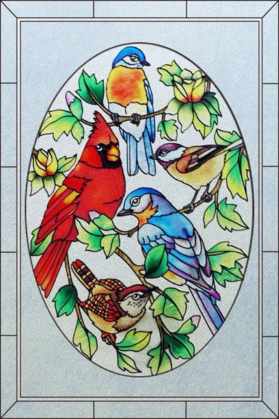 Customized Stained Glass Film Window Films Static Cling Frosted Sticker Church Peacock Birds Cat For Door Bathroom Home Decor