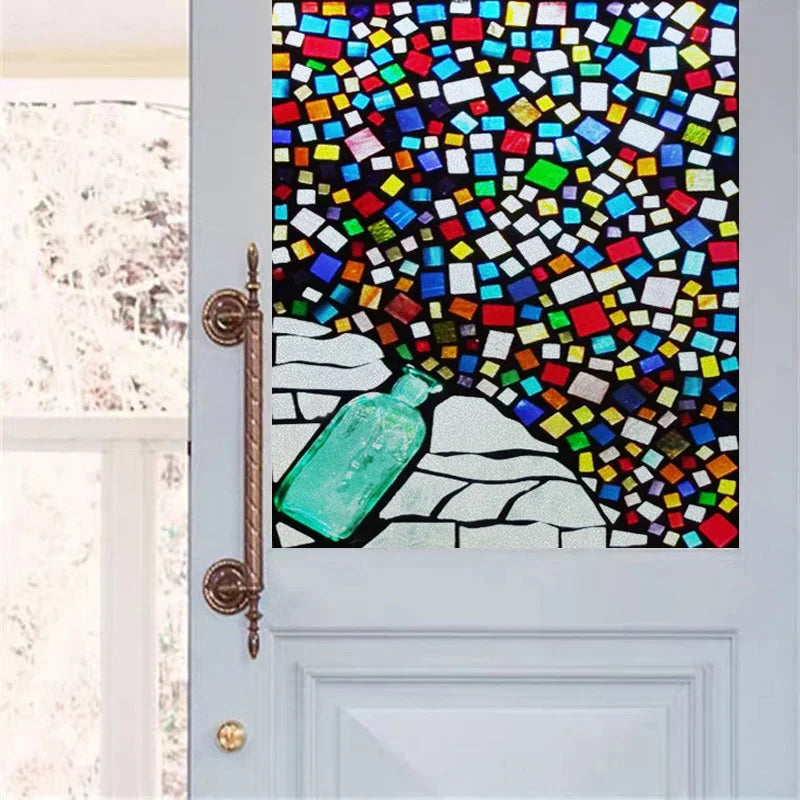 Customized Size Static Cling Frosted Stained Glass Window Films,Sun Catcher Print Photo for Bathroom Privacy Door Home Decor