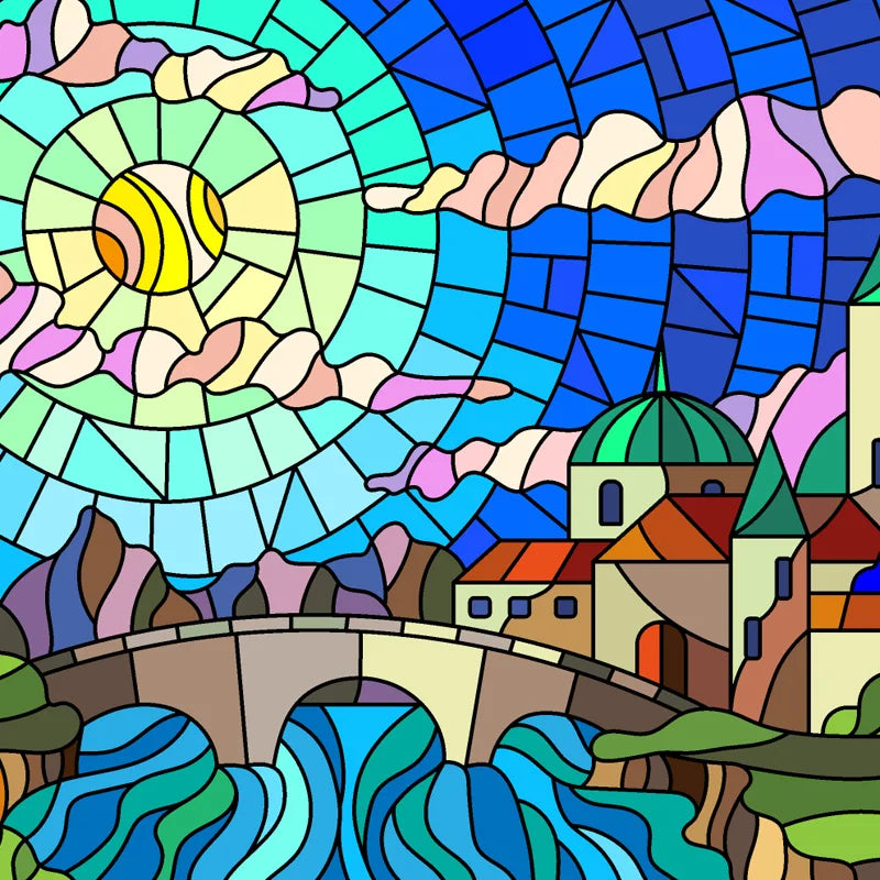 Stained Glass Window Film Frosted Glass Sticker Forest Customized Cartoon House Castle For Kids Room Door Home Decor