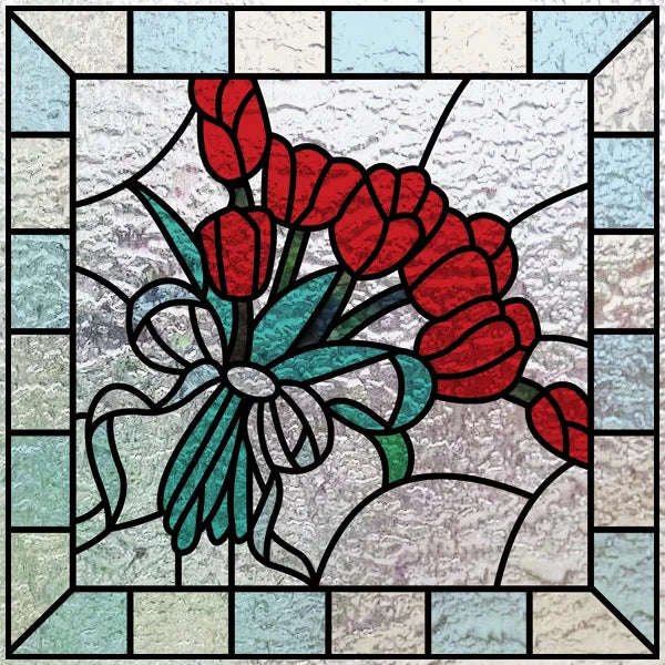 Custom size 3D Matte Window Film Stained Glass Decorative Uv Window Sticker Privacy Frosted Static Cling for Glass Garden Flower