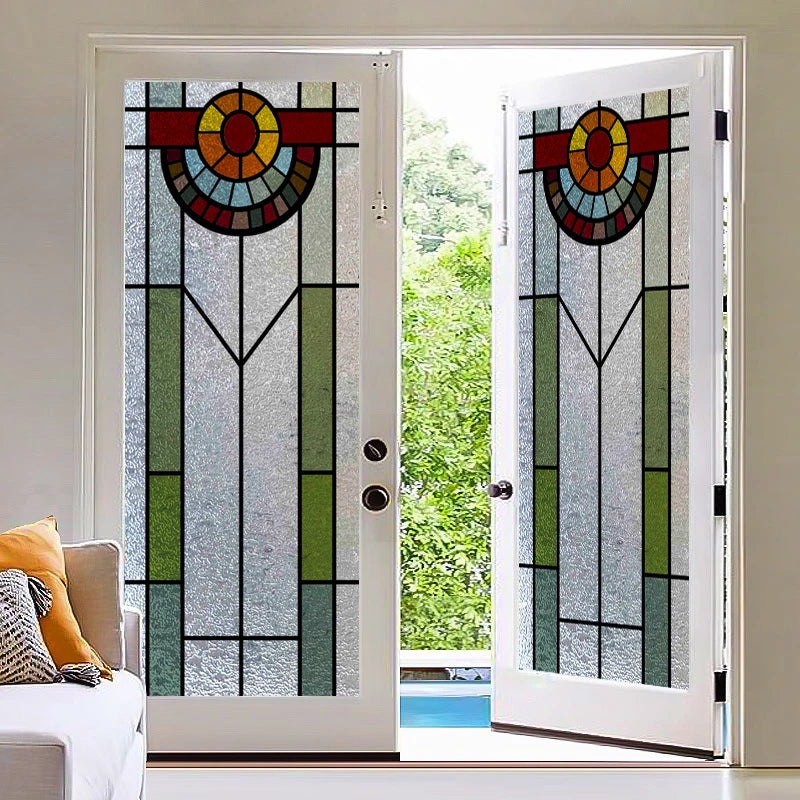 Stained Glass Film American Retro European Electrostatic Frosted Glass Sticker Window Film Window Sticker Stained Glass