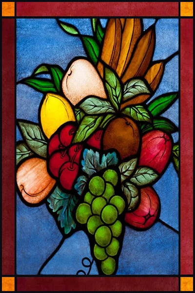 Custom Size Stained Glass Window Film Fruit Pattern Grape Mango Watermelon For Rectangular Shape Glass Office Door Home Decor