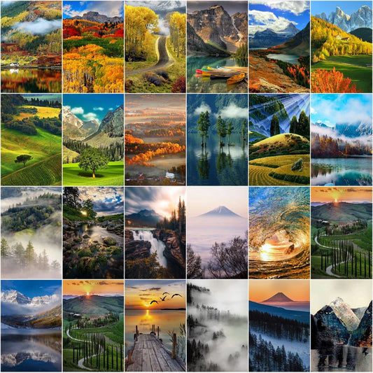 Frosted Stained Glass Window Film, Customized,Scenery,Tree,Waterfall,Static Cling Sticker,Home Decor