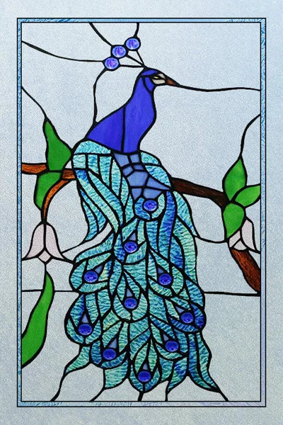 Customized Stained Glass Film Window Films Static Cling Frosted Sticker Church Peacock Birds Cat For Door Bathroom Home Decor
