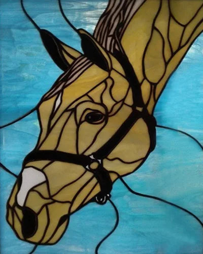 Custom size Stained Glass Window Film Retro Painted Horse Deer, Frosted Static Cling Art Colored Glass Films,Glass Sticker