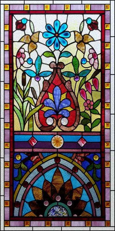 Custom Size Stained Glass Window Film, Frosted Privacy, Static Cling, Retro Matte Sticker, Bathroom Door, Office, Home Decor