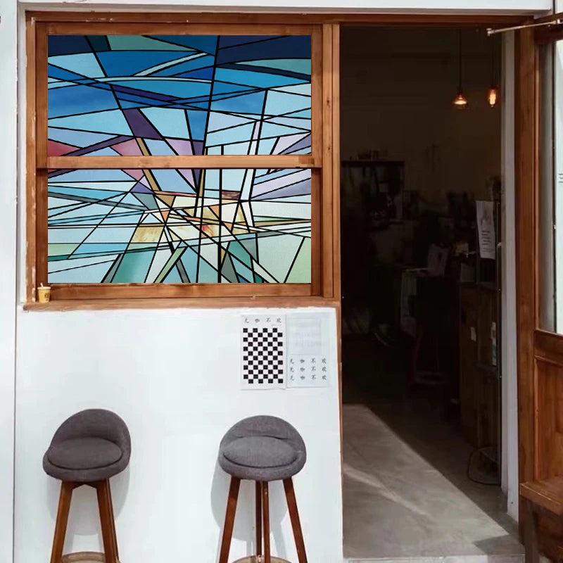 Stained Glass Window Film Frosted Sticker Multicolour,Custom made to fit any Size or Shape,Kitchen Bathroom Door Home Decor