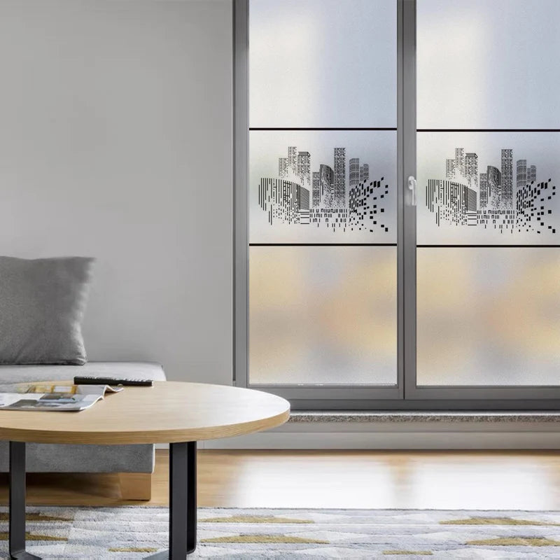 Custom Size Stained Glass Window Film,Frosted Privacy, Static Cling, Door Sticker,Kitchen and Bathroom, Tree Home Decor