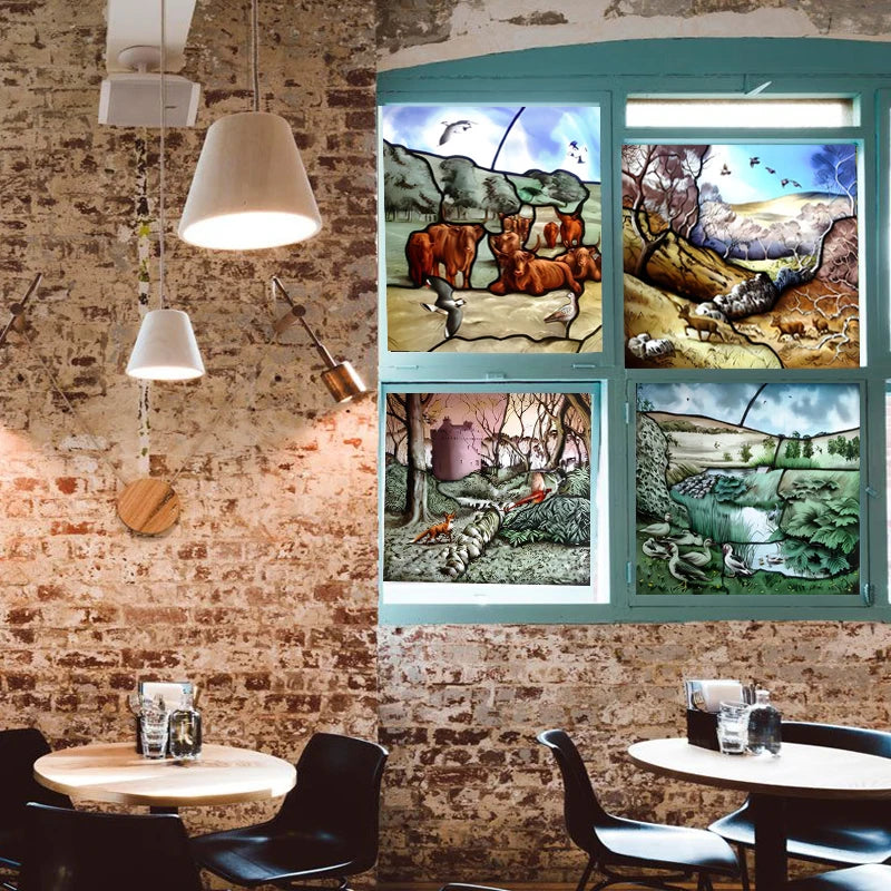 Stained Glass Window Film Frosted Glass Sticker,Custom made to fit any Window Size or Shape,Kitchen Bathroom Door Home Decor