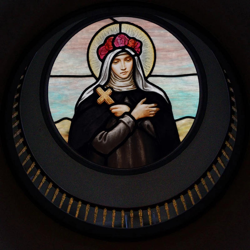 Custom Frosted Stained Glass Window Film,PVC Static Cling Films,Patron Saint of Catholic Church Decor, Foil Stickers