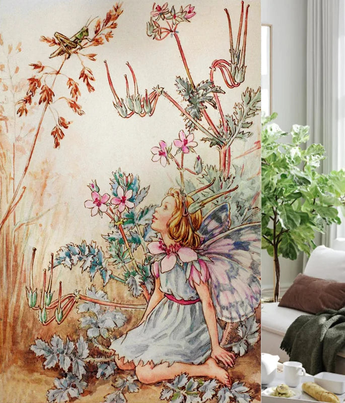 Custom Size Stained Glass Window Film, Flower Fairy Stickers, Static Cling for Kitchen, Bathroom, Bedroom, Door, Home Decor