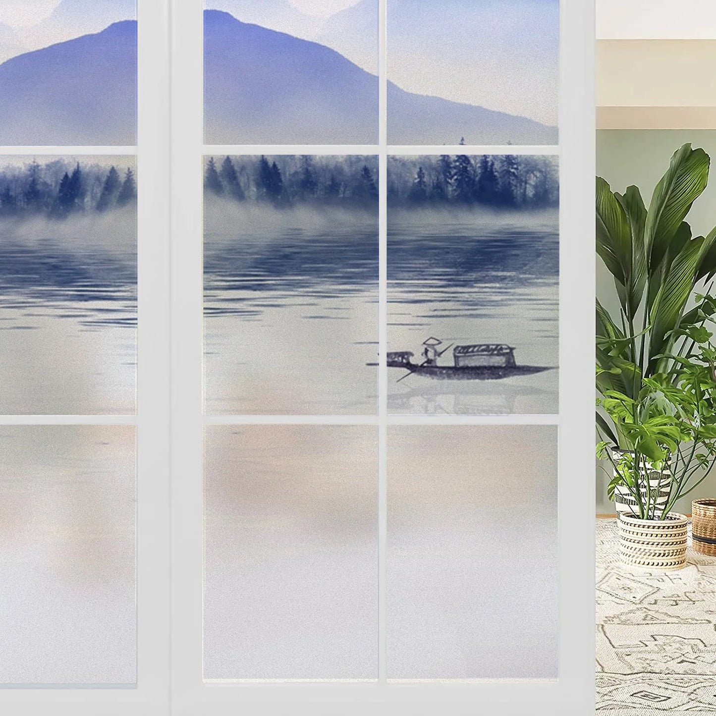 Custom Size Window Glass Films Window Film Static Cling Frosted Tree Mountain Posters For Bathroom Door Kitchen Office Home